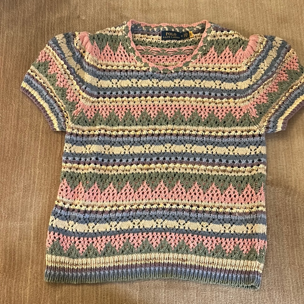 Crochet Ralph Lauren Polo puff sleeve sweater